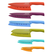 Load image into Gallery viewer, Each Knife in the BRANIK Knife Set comes with a colour coded designer sheath to protect your knives.