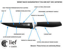 Load image into Gallery viewer, Lief+Svein German Steel Steak Knife Set. 6 Pc Steak Knives with Block.