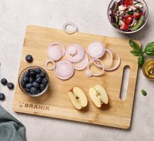 Load image into Gallery viewer, BRANIK 4 Piece Bamboo Chopping Board Set Durable Plantation Bamboo Wooden Cutting Boards. Ideal for Meat, Vegetables, Cheeses, and Bread