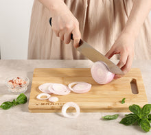 Load image into Gallery viewer, BRANIK 4 Piece Bamboo Chopping Board Set Durable Plantation Bamboo Wooden Cutting Boards. Ideal for Meat, Vegetables, Cheeses, and Bread