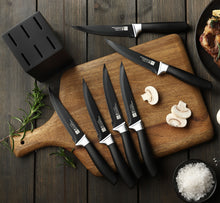 Load image into Gallery viewer, Lief+Svein German Steel Steak Knife Set. 6 Pc Steak Knives with Block.