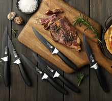 Load image into Gallery viewer, Lief+Svein German Steel Steak Knife Set. 6 Pc Steak Knives with Block.