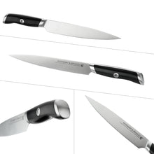 Load image into Gallery viewer, STEWART & BRADLEY 5 Pc Kitchen Knife Set plus Bamboo Block. Premium German Stainless Steel 1.4116