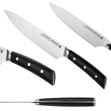 Load image into Gallery viewer, STEWART & BRADLEY 5 Pc FULL TANG Kitchen Knife Set with Bamboo Block. Premium German Steel 1.4116