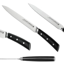 Load image into Gallery viewer, STEWART & BRADLEY 5 Pc FULL TANG Kitchen Knife Set with Bamboo Block. Premium German Steel 1.4116