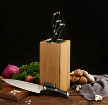 Load image into Gallery viewer, STEWART & BRADLEY 4 Pc Kitchen Knife Set plus Bamboo Block. Premium German Steel, 1.4116