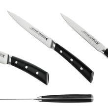 Load image into Gallery viewer, STEWART & BRADLEY 5 Pc FULL TANG Kitchen Knife Set with Bamboo Block. Premium German Steel 1.4116