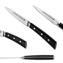 Load image into Gallery viewer, STEWART & BRADLEY 5 Pc FULL TANG Kitchen Knife Set with Bamboo Block. Premium German Steel 1.4116