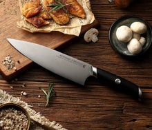 Load image into Gallery viewer, STEWART & BRADLEY 6 Pc Kitchen Knife Set plus Bamboo Block. Premium German Steel 1.4116