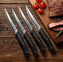 Load image into Gallery viewer, Premium German Steel #4028, 50% Razor Sharp Straight Edge, and 50% Serrated Blade for optimum use