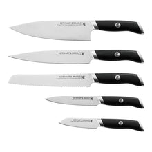 Load image into Gallery viewer, STEWART & BRADLEY 5 Pc Kitchen Knife Set plus Bamboo Block. Premium German Stainless Steel 1.4116