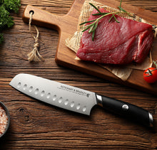 Load image into Gallery viewer, STEWART & BRADLEY 6 Pc Kitchen Knife Set plus Bamboo Block. Premium German Steel 1.4116