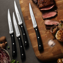 Load image into Gallery viewer, Steak Knife Set, Full Tang Premium German Steel #4028, Razor Sharp Serrated Blade, Lightweight