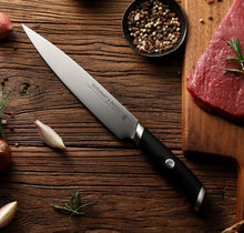 Load image into Gallery viewer, STEWART & BRADLEY 5 Pc Kitchen Knife Set plus Bamboo Block. Premium German Stainless Steel 1.4116
