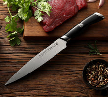 Load image into Gallery viewer, STEWART & BRADLEY 5 Pc Kitchen Knife Set plus Bamboo Block. Premium German Stainless Steel 1.4116