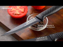 Load and play video in Gallery viewer, BRANIK® Brand Steak Knives, Premium German Steel with Special Non-Stick Coating
