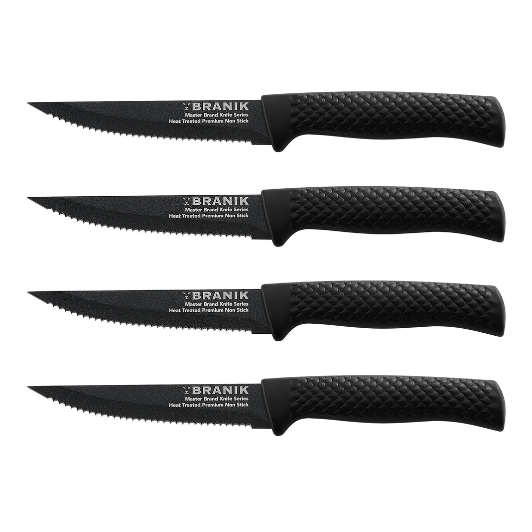 BRANIK® Brand Steak Knives, Premium German Steel with Special Non-Stick Coating