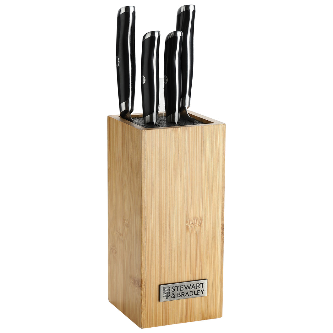 STEWART & BRADLEY 4 Pc Kitchen Knife Set plus Bamboo Block