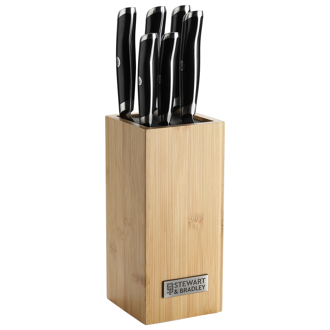 STEWART & BRADLEY 6 Pc Kitchen Knife Set plus Bamboo Block