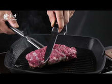 Load and play video in Gallery viewer, Lief + Svein German Steel Steak Knife Set. 6 Pc Steak Knives with Block.
