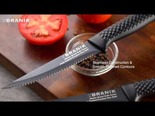 Load and play video in Gallery viewer, BRANIK® Brand Steak Knives, Premium German Steel with Special Non-Stick Coating

